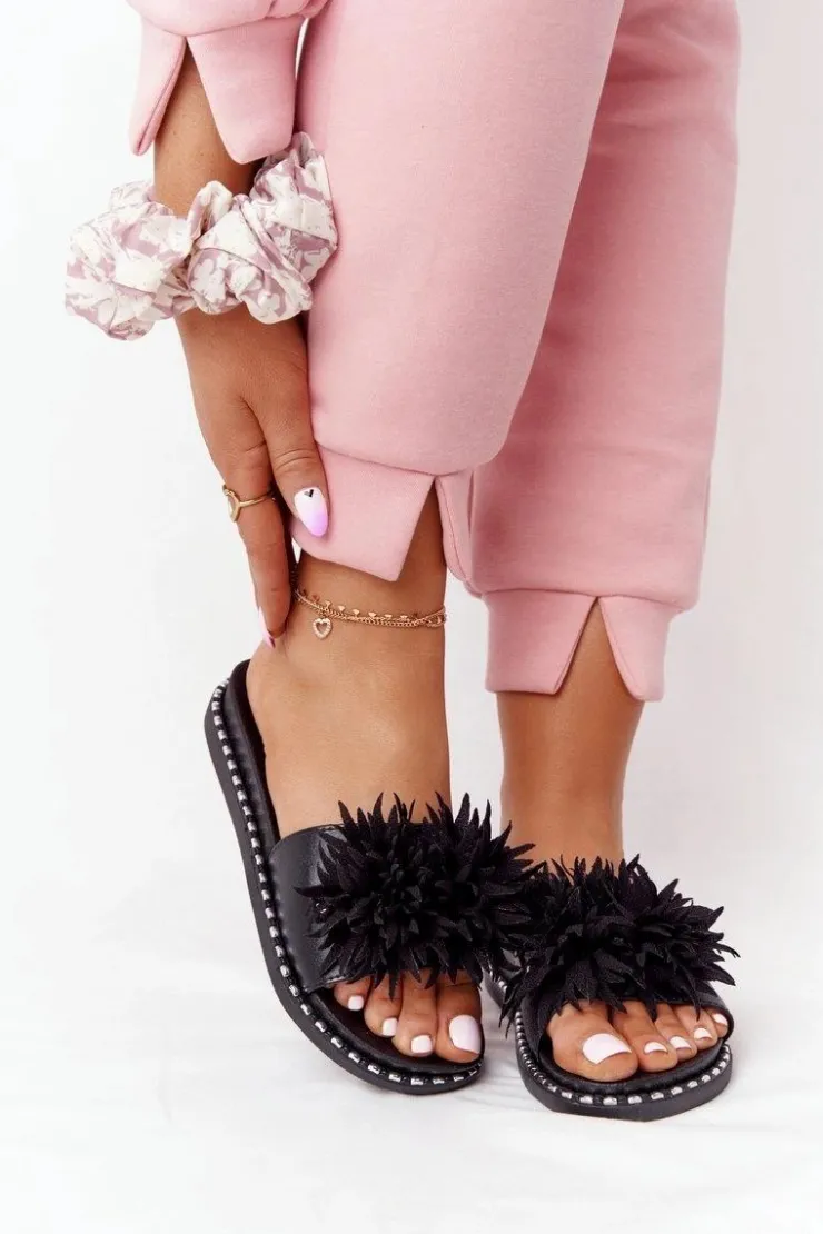 Buty damskie Vinceza Klapki Damskie Klasyczne*Gumowe Klapki Z Dżetami Vinceza 20-30101 Czarne