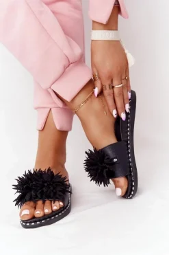 Buty damskie Vinceza Klapki Damskie Klasyczne*Gumowe Klapki Z Dżetami Vinceza 20-30101 Czarne