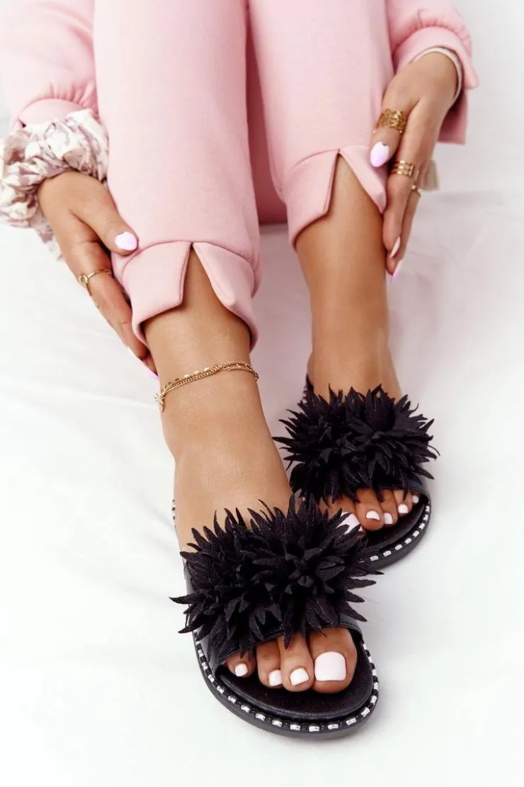 Buty damskie Vinceza Klapki Damskie Klasyczne*Gumowe Klapki Z Dżetami Vinceza 20-30101 Czarne