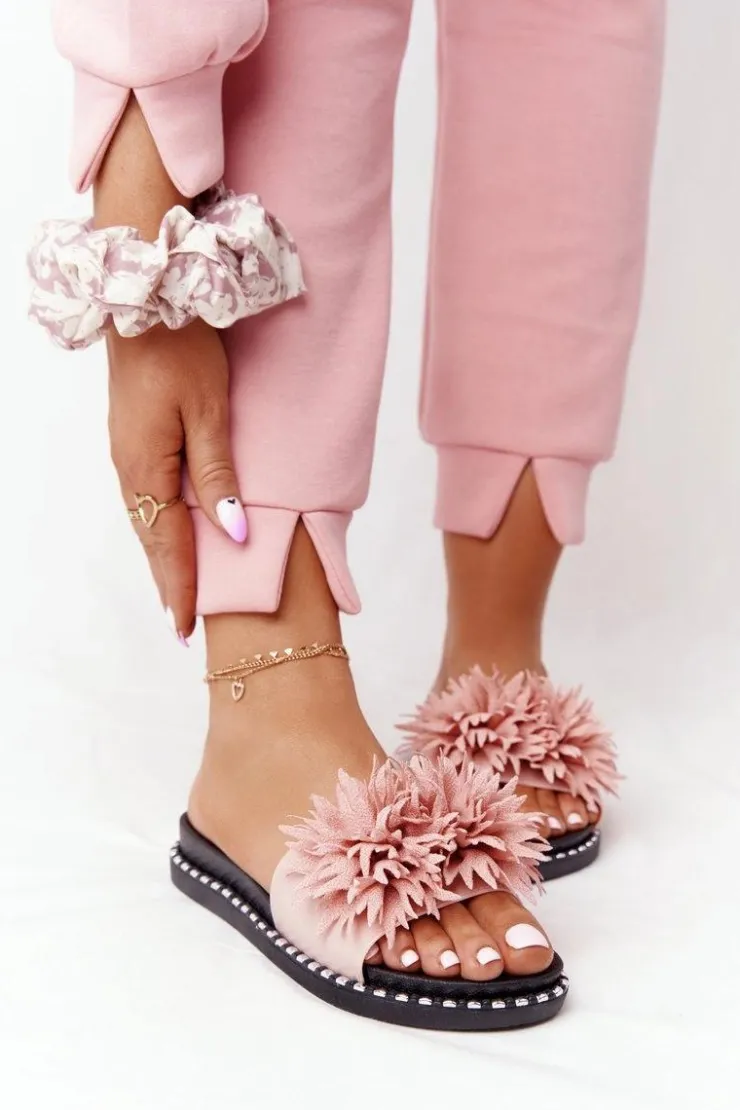 Damskie Buty damskie Vinceza Gumowe Klapki Z Dżetami Vinceza 20-30101 Różowe