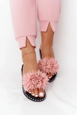 Damskie Buty damskie Vinceza Gumowe Klapki Z Dżetami Vinceza 20-30101 Różowe