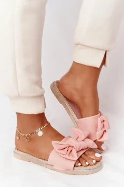 Boto Klapki Damskie Klasyczne*Gumowe Klapki Z Kokardą Koralowe Andrea