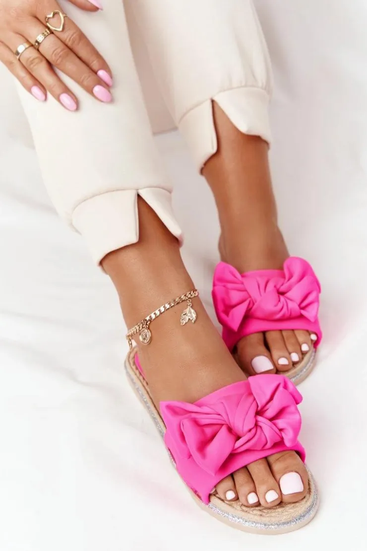 Online Boto Gumowe Klapki Z Kokardą Różowe Andrea