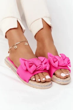 Online Boto Gumowe Klapki Z Kokardą Różowe Andrea