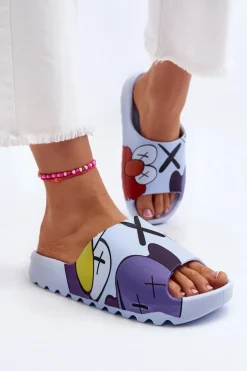 Hot Boto Gumowe Klapki Z Nadrukiem Niebieskie Monsters