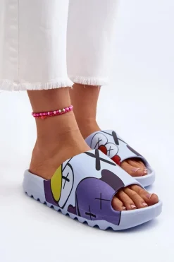 Hot Boto Gumowe Klapki Z Nadrukiem Niebieskie Monsters