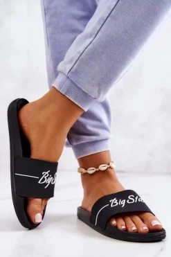 Big Star Shoes Klapki Sportowe|Klapki Damskie Big Star*Gumowe Klasyczne Klapki Big Star JJ274A300 Czarne