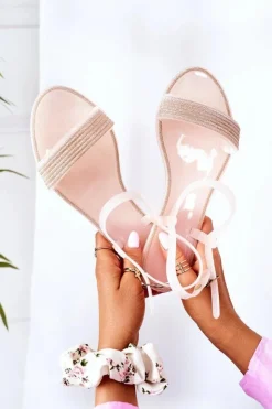 Boto Sandały Gumowe|Sandały Płaskie*Gumowe Sandaly Z Brokatem Nude Beach Time