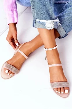 Boto Sandały Gumowe|Sandały Płaskie*Gumowe Sandaly Z Brokatem Nude Beach Time