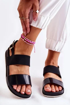 Damskie Boto Gumowe Sandały Na Platformie Czarne Kathia