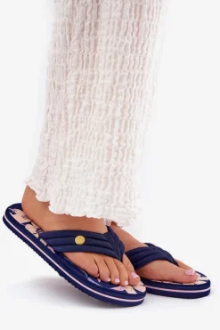 Hot Big Star Shoes Japonki Klapki Damskie Piankowe Big Star RR274A109 Granatowe Niebieski