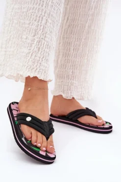 Damskie Big Star Shoes Japonki Klapki Damskie Piankowe Big Star RR274A111 Czarne