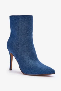 Boto Jeansowe Botki Na Szpilce Niebieskie Eberpia