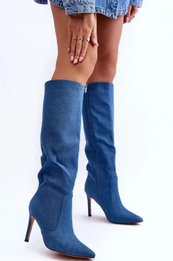 Discount Boto Jeansowe Kozaki Na Szpilce Niebieskie Melisandra