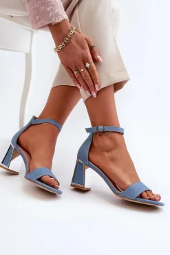 Boto Sandały Na Obcasie*Jeansowe Sandały Na Słupku Niebieskie Pholia