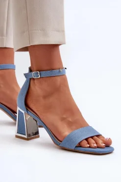 Boto Sandały Na Obcasie*Jeansowe Sandały Na Słupku Niebieskie Pholia