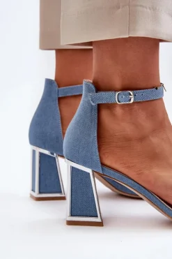 Boto Sandały Na Obcasie*Jeansowe Sandały Na Słupku Niebieskie Pholia