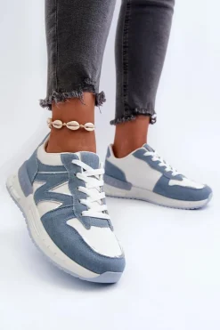 Discount Boto Jeansowe Sneakersy Damskie Z Eko Skóry e Kaimans Niebieski