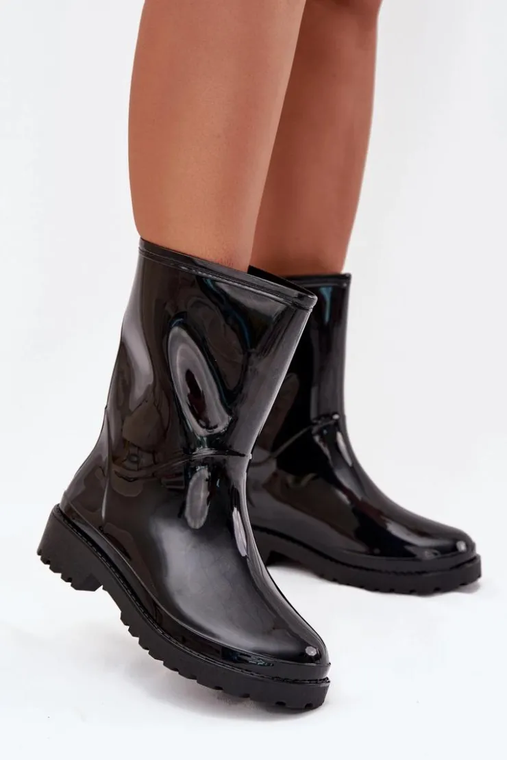 Boto Kalosze Damskie*Kalosze Damskie Czarne Elvara Czarny