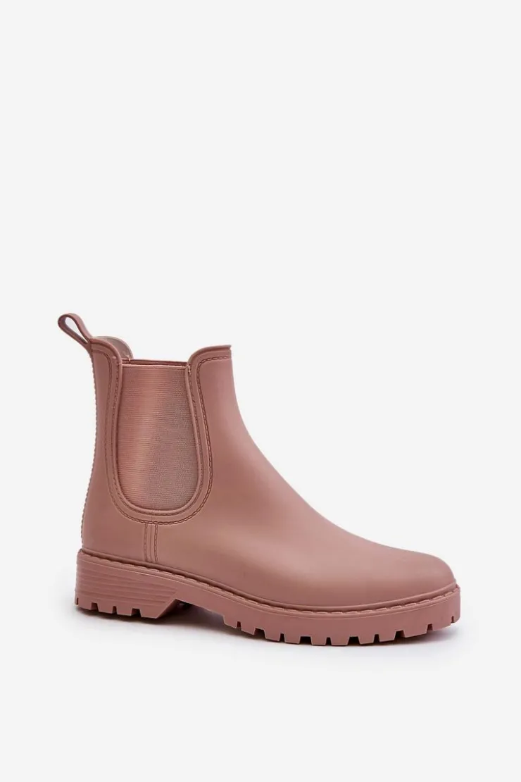 Boto Kalosze Damskie*Kalosze Damskie Z Elastycznymi Wstawkami Brudny Róż Ciariel