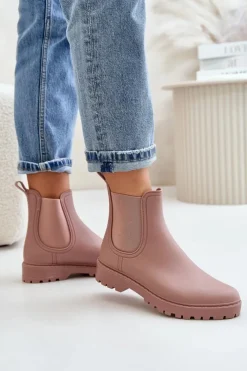 Boto Kalosze Damskie*Kalosze Damskie Z Elastycznymi Wstawkami Brudny Róż Ciariel