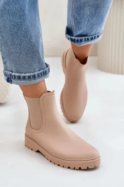 Damskie Boto Kalosze Damskie Z Elastycznymi Wstawkami Beżowe Ciariel