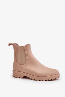 Damskie Boto Kalosze Damskie Z Elastycznymi Wstawkami Beżowe Ciariel