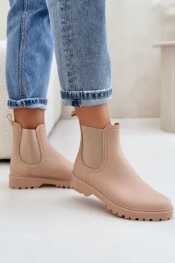 Damskie Boto Kalosze Damskie Z Elastycznymi Wstawkami Beżowe Ciariel