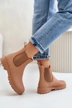 Discount Boto Kalosze Damskie Z Elastycznymi Wstawkami Brązowe Ciariel