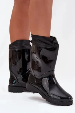 Boto Kalosze Damskie Ze Ściągaczem Czarne Kessia Czarny