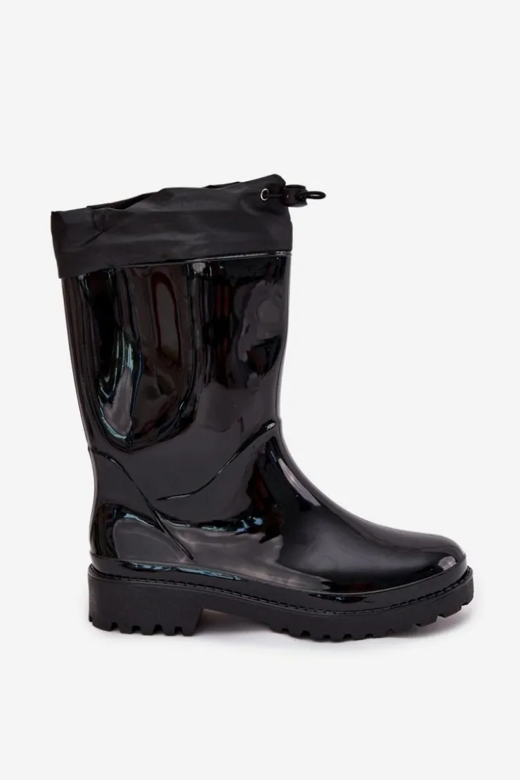 Boto Kalosze Damskie Ze Ściągaczem Czarne Kessia Czarny