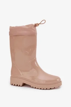 Discount Boto Kalosze Damskie Ze Ściągaczem Beżowe Kessia