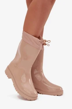 Discount Boto Kalosze Damskie Ze Ściągaczem Beżowe Kessia