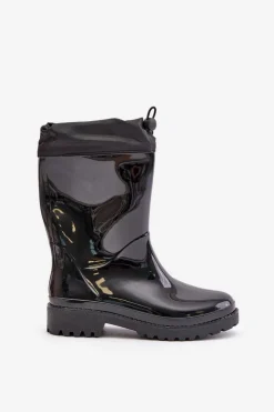 Boto Kalosze Damskie*Kalosze Damskie Ze Ściągaczem Czarne Ellatiel