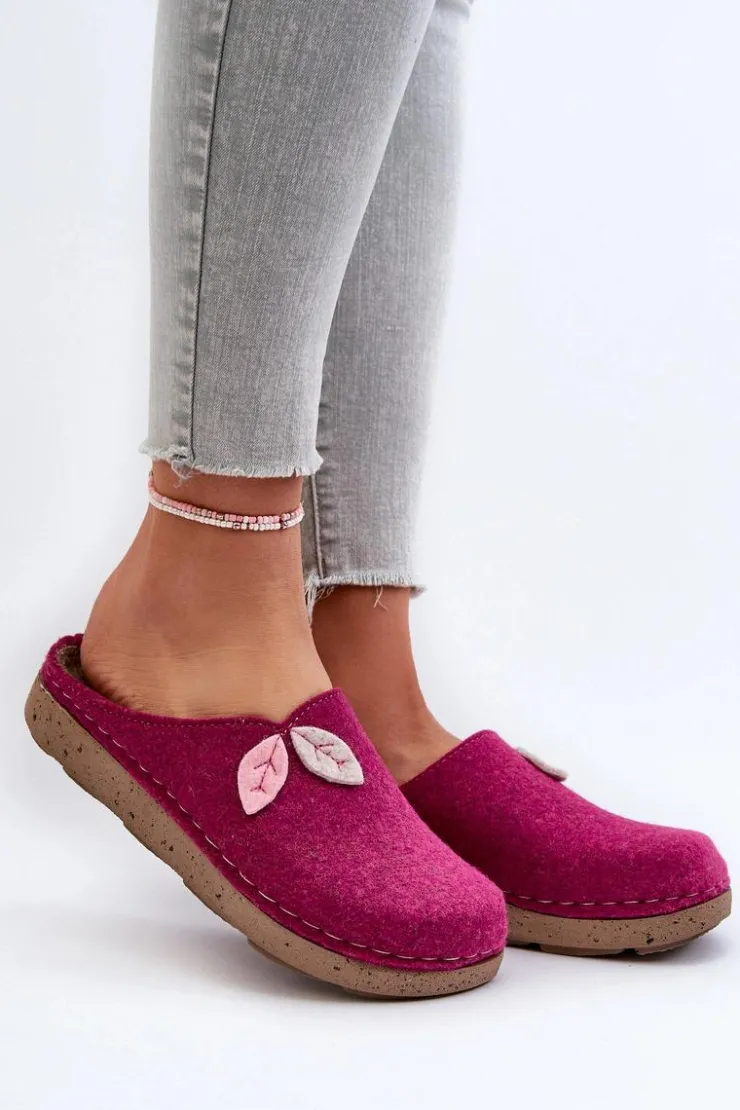 INBLU Kapcie Klasyczne|Klapki Damskie Klasyczne*Kapcie Damskie Filcowe ED000013 Fuksja