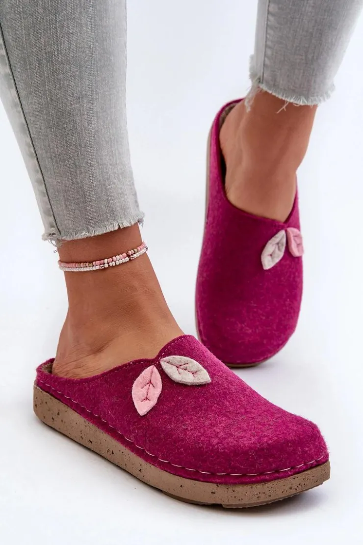 INBLU Kapcie Klasyczne|Klapki Damskie Klasyczne*Kapcie Damskie Filcowe ED000013 Fuksja
