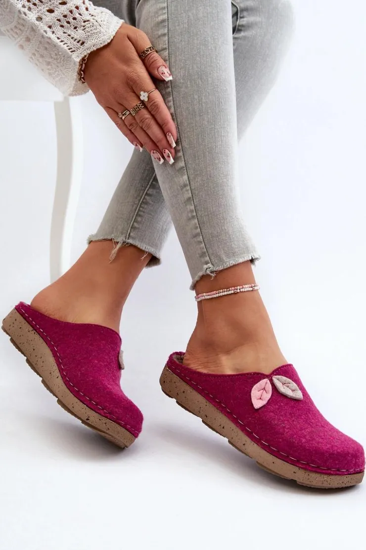 INBLU Kapcie Klasyczne|Klapki Damskie Klasyczne*Kapcie Damskie Filcowe ED000013 Fuksja