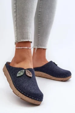 Damskie INBLU Kapcie Damskie Filcowe ED000013 Granatowe