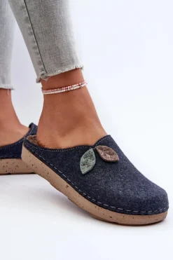 Damskie INBLU Kapcie Damskie Filcowe ED000013 Granatowe