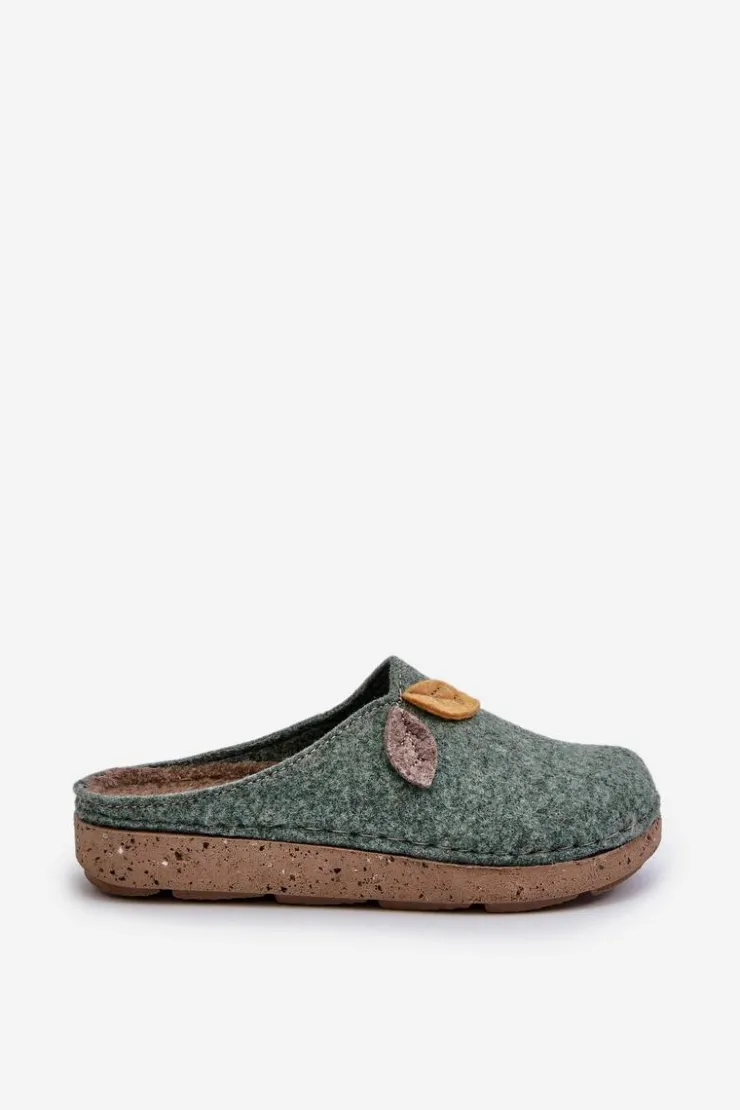 Online INBLU Kapcie Damskie Filcowe ED000013 Zielone
