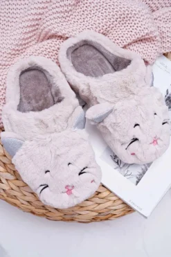 Damskie Boto Kapcie Damskie Kotki z Uszami Białe Sleppyhead