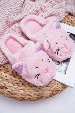 Boto Kapcie Klasyczne*Kapcie Damskie Kotki z Uszami Różowe Sleppyhead