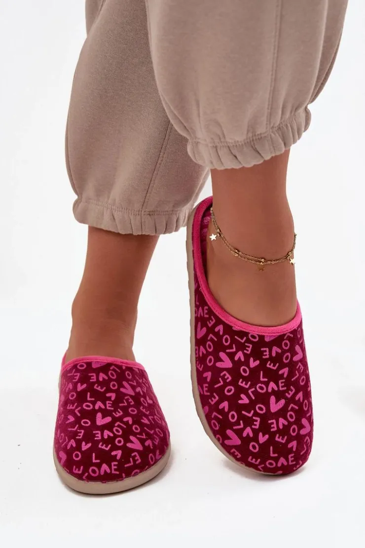 INBLU Kapcie Klasyczne|Klapki Damskie Klasyczne*Kapcie Damskie Love ET000032 Różowe Różowy