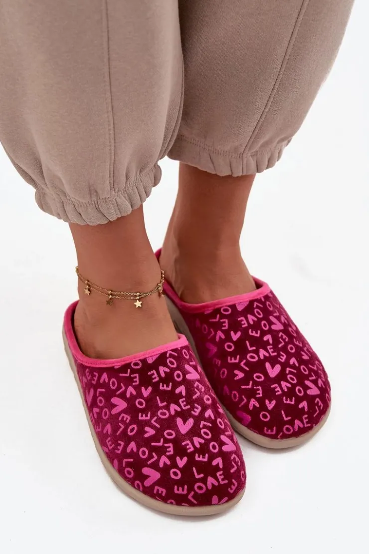 INBLU Kapcie Klasyczne|Klapki Damskie Klasyczne*Kapcie Damskie Love ET000032 Różowe Różowy