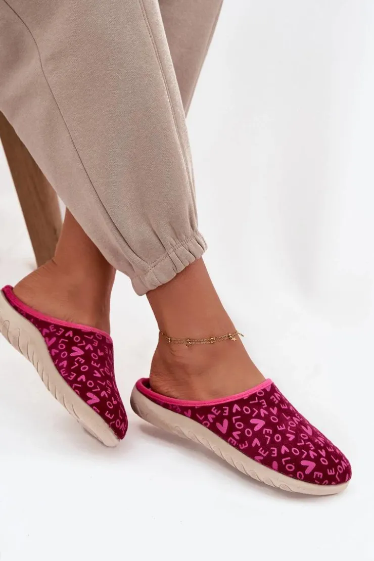 INBLU Kapcie Klasyczne|Klapki Damskie Klasyczne*Kapcie Damskie Love ET000032 Różowe Różowy