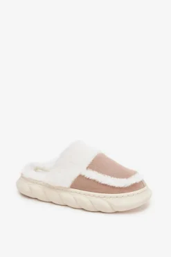 Online Buty damskie Vinceza Kapcie Damskie Na Grubej Podeszwie Z Futerkiem Vinceza 19952 Beżowe