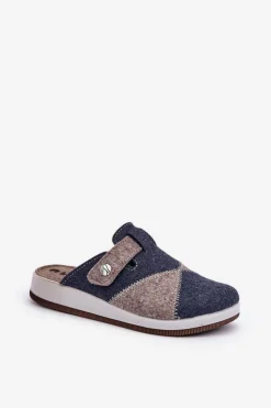 Online INBLU Kapcie Damskie Profilaktyczne CT000032 Szaro-Granatowe