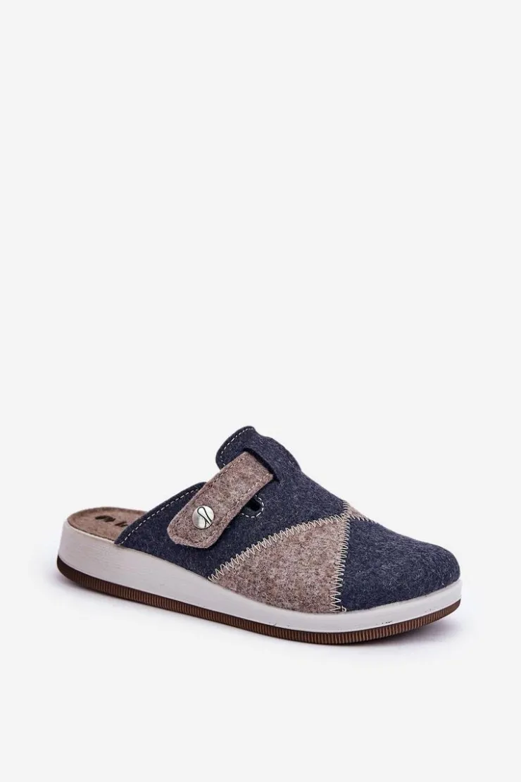 Online INBLU Kapcie Damskie Profilaktyczne CT000032 Szaro-Granatowe