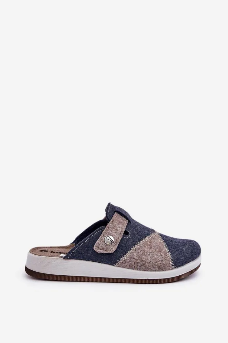 Online INBLU Kapcie Damskie Profilaktyczne CT000032 Szaro-Granatowe
