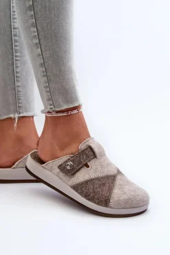 Clearance INBLU Kapcie Damskie Profilaktyczne CT000032 Beżowe